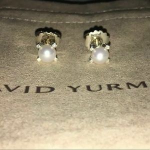 David Yurman 6mm pearl and diamond earrings